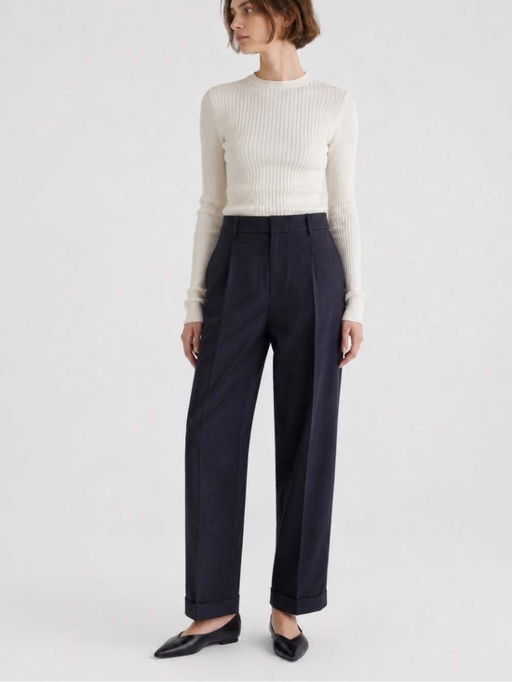 Jil sander navy blue wool cuffed pants